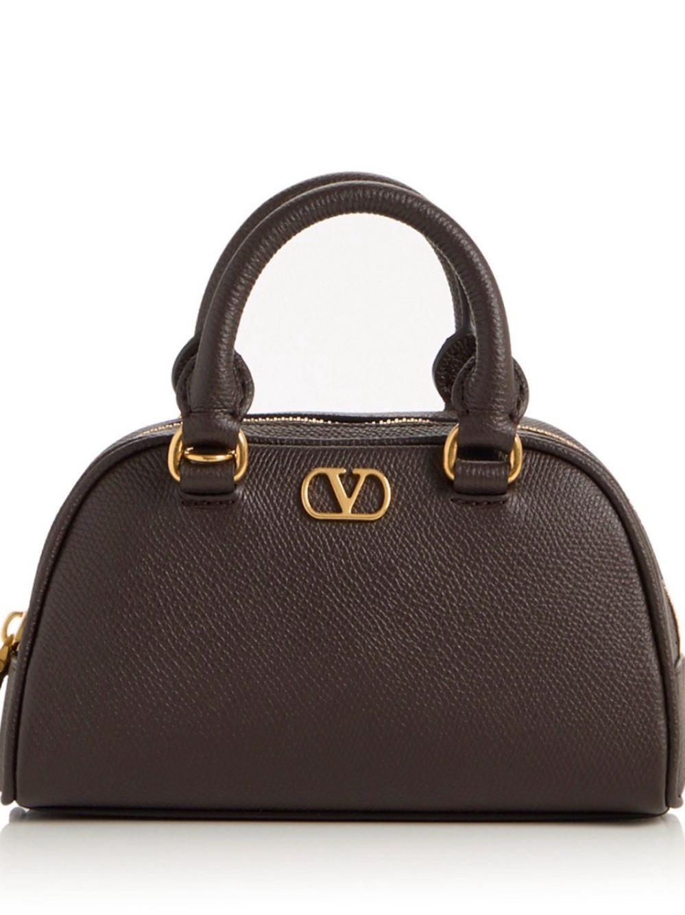 NEW- Valentino Garavani VLogo Signature Leather mini Bowling Top Handle in brown